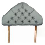 Single headboard with green buttonback upholstery : For Further Condition Reports Please Visit Our