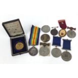 Commemorative medallions together with a 1914-18 War medal awarded to M2-077309 PTE.H.JACKSON.A.S.C.