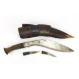 Ghurkha's Kukri knife with leather sheath, 47cm in length : For Further Condition Reports Please
