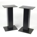 Pair of black melamine pedestals, 94cm H x 40cm W x 50cm D : For Further Condition Reports Please