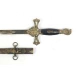 Ornate dress sword with scabbard, 95cm in length : For Further Condition Reports Please Visit Our