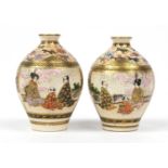 Pair of miniature Japanese Satsuma vases, 6cm high : For Further Condition Reports Please Visit