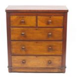 Victorian mahogany five drawer chest fitted with two short above three long graduated drawers, 105cm