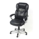 Black faux leather executive office chair : For Further Condition Reports Please Visit Our Website.