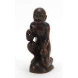 Antique carved tribal figure, probably Polynesian, 23cm high : For Further Condition Reports