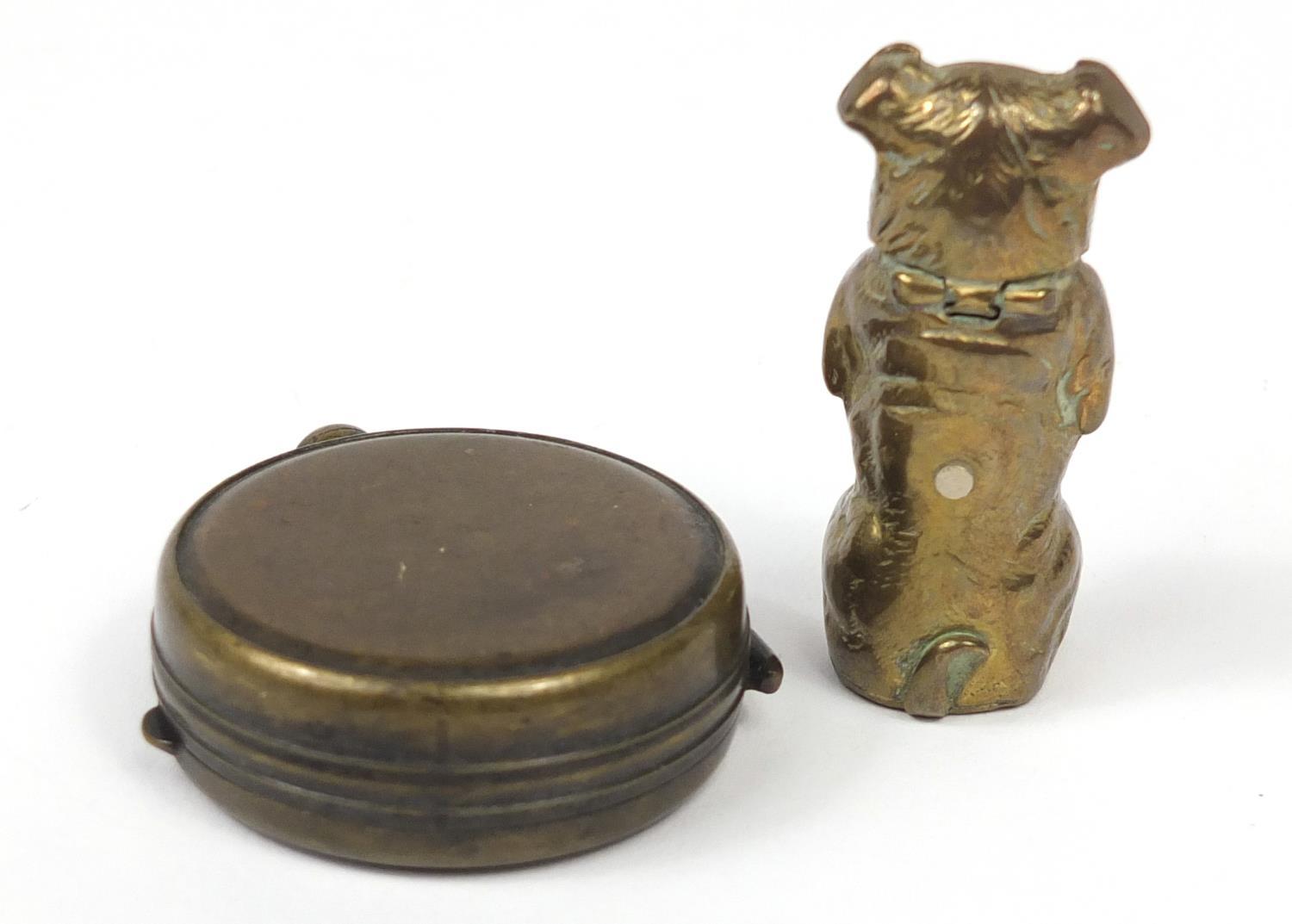 Novelty brass dog design vesta and a Negretti and Zambra compass : For Further Condition Reports - Image 4 of 5