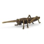 Japanese patinated bronze locust, 11.5cm in length : For Further Condition Reports Please Visit