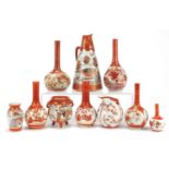 Japanese Kutani porcelain vases and jugs, the largest 19.5cm high : For Further Condition Reports