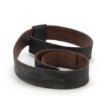 Military interest brown lather belt, indistinct impressed marks : For Further Condition Reports