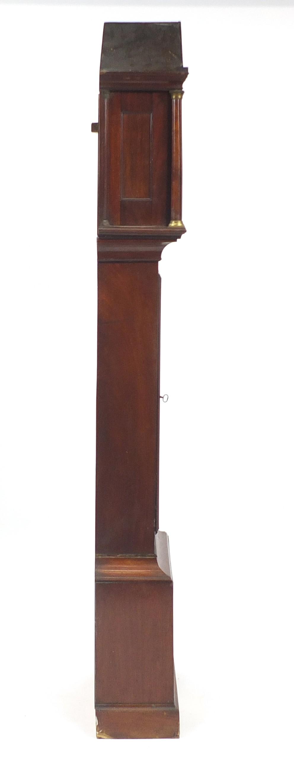 19th century mahogany long case clock with hand painted dial, 200cm high : For Further Condition - Image 6 of 7