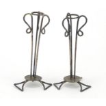 Pair of silver Arts and Crafts style vase stands, London hallmarked, 16cm high, 189.0g : For Further