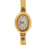 Ladies 18ct gold wristwatch with unmarked gold strap (tests as 18ct), 27.0g : For Further