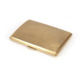 Rectangular 9ct gold cigarette case with engine turned decoration by Thomas William Lack, London,
