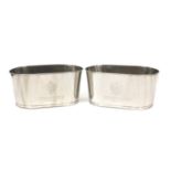 Large pair of stainless steel Bollinger champagne ice buckets, each 30cm H x 65cm W x 36.5cm D : For