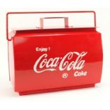 Retro Coca Cola cooler with swing handle, 36cm high x 45.5cm wide : For Further Condition Reports