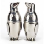 Pair of novelty cocktail shakers in the form of penguins, each 19cm high : For Further Condition