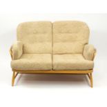 Ercol Windsor light elm two seater settee, 140cm wide : For Further Condition Reports Please Visit