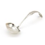 Continental silver ladle, the handle engraved with flowers, impressed marks, 31cm in length, 140.