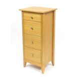 Light oak four drawer chest, 107cm H x 50cm W x 42cm D : For Further Condition Reports Please