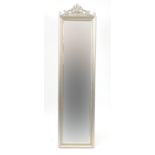 Ornate silvered framed floorstanding easel mirror, 175cm high x 44cm wide : For Further Condition