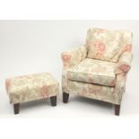 Multiyork armchair and matching footstool with floral upholstery, 83cm high : For Further