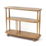 Ercol Windsor light elm three tier room divider, 71cm high by 91cm wide by 32cm deep : For Further