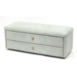 Contemporary two drawer ottoman with suede upholstery, 48cm H x 120cm W x 48cm D : For Further