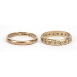 9ct gold clear stone eternity ring and wedding band, size N, 4.0g : For Further Condition Reports