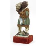 Large Chinese pottery figure of a wood carrier, 34.5 high : For Further Condition Reports Please