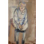 Elderly lady, oil onto board, bearing an indistinct signature possibly Eardley?, framed, 71cm x 45.