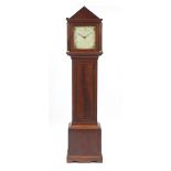 19th century mahogany long case clock with hand painted dial, 200cm high : For Further Condition