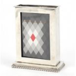 Victorian rectangular silver playing card stand by Cohen & Charles, Chester 1900, 10.5cm high :