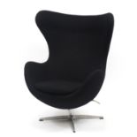 Arne Jacobsen design egg chair, 113cm high : For Further Condition Reports Please Visit Our Website