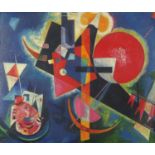 Manner of Wassily Kandinsky - Abstract composition, Russian School oil onto board, mounted and