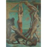 Nude figures, French Symbolist oil onto canvas, bearing a signature Luce, unframed, 102cm x 77cm :