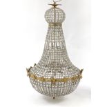 Ornate gilt metal and glass chandelier, 110cm high : For Further Condition Reports Please Visit