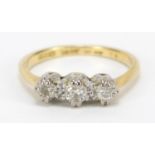 18ct gold diamond three stone ring, size M, 2.9g : For Further Condition Reports Please Visit Our