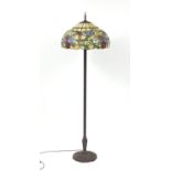 Tiffany design standard lamp with butterfly shade and dragonfly base, 162cm high : For Further