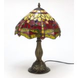 Tiffany design table lamp with dragonfly design shade, 45cm high : For Further Condition Reports