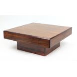 Scandinavian rosewood coffee table, fitted with a drawer, 37cm H x 95cm W x 95cm D : For Further