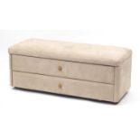Contemporary two drawer ottoman with suede upholstery, 48cm H x 120cm W x 48cm D : For Further