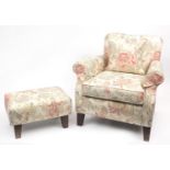Multiyork armchair and matching footstool with floral upholstery, 83cm high : For Further