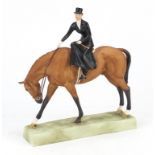 Royal Worcester hand painted porcelain figure on horse back, at the meet, 19cm high : For Further