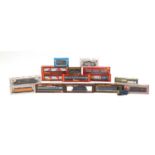 00/HO guage model railway with boxes including Wrenn, mainline railways and two Bachmann electric