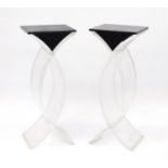 Pair of vintage lucite elliptical design pedestals, each 77cm H x 31cm W x 27.5cm D :For Further