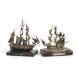 Two silver models of rigged sailing ships including The Mary Rose, limited edition 065/850, the