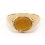 9ct gold tigers eye ring, size P, 3.3g :For Further Condition Reports Please visit Our Website,