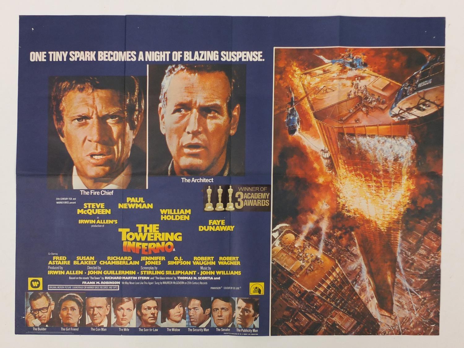 Two vintage The Towering Inferno UK quad film posters and six Warner Bros stills, the posters - Image 6 of 16