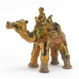 Turkish Canakkale pottery camel having a brown, green and yellow glaze, 20cm high :For Further