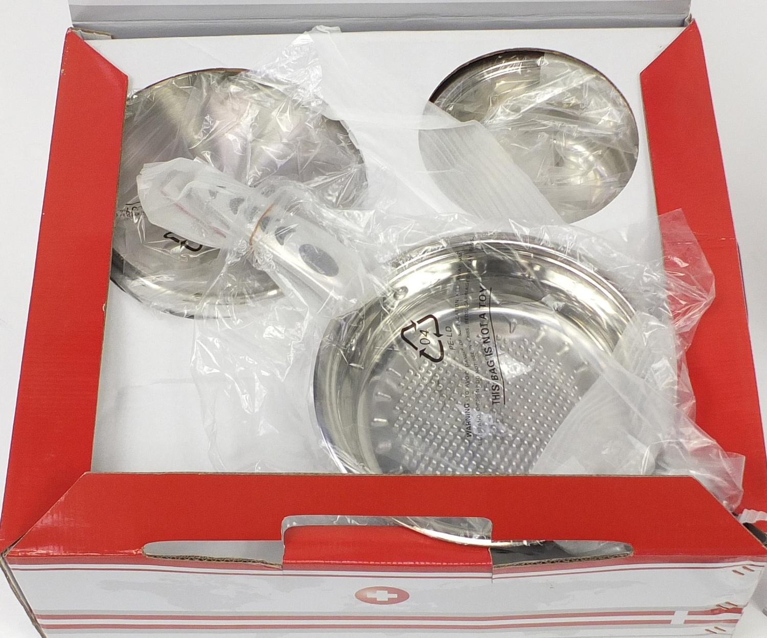 As new Swiss twelve piece saucepan set with box :For Further Condition Reports Please visit Our - Image 2 of 4